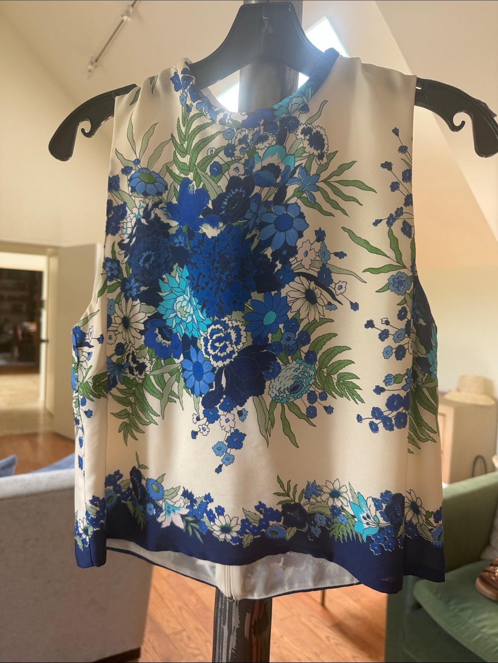 Cara Cara Blue and Green Floral Sleeveless Camisole